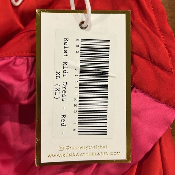 Runaway the label Kelsi midi/ maxidress pink & red midi dress size 10 NWT - Picture 9 of 10